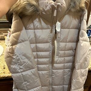 Calvin Klein Women's Faux-Fur-Trim Hooded Down Puffer Coat